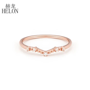 HELON Solid 14k розово злато .04CT SI/H Кръг 100% естествен диамант жени годишнина жени класически фини бижута уникален сватбен пръстен