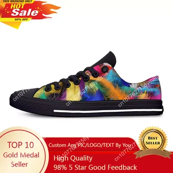 Hot Colorful Bird Feather Peacock New Arrival Fashion Lightweight Classic Flat Canvas Shoes Men Women Casual Breathable Sneakers