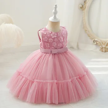 Josaywin Детска рокля за момичета Бебешка рокля за рожден ден Принцеса Вестидос Ежедневни мрежести костюми Момиче дрехи без ръкави рокли