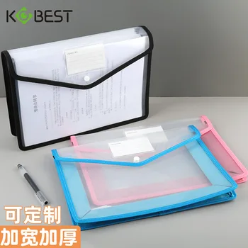  Kangbai дебела прозрачна чанта за файлове A3 хоризонтална стерео чанта за съхранение на хартия с голям капацитет за студенти 8 отворени и затворени