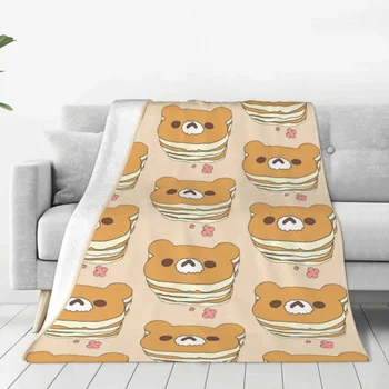 Kawaii Bear Mascotte палачинка одеяло фланела Rilakkuma преносими леки тънки хвърлят одеяла за домашен офис юрган