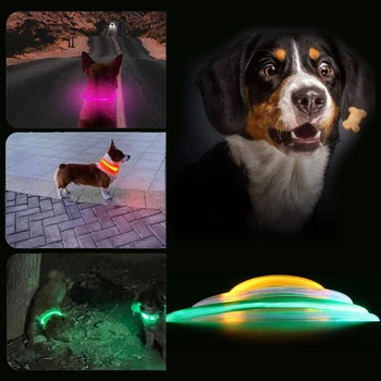 LED домашен любимец куче яка Mutli-цвят светлини зареждане мигащи хладни яка разходка куче през нощта светещи яка мигащи светлини X3UC