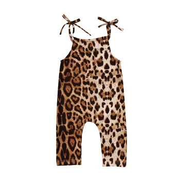 lioraitiin Нова мода новородено бебе момичета дрехи леопардови скоби гащеризон без ръкави гащеризон дрехи екипировки комплекти