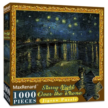 MaxRenard пъзел 1000 парчета изобразително изкуство Ван Гог Звездна нощ над Рона Екологично чиста хартия Коледа