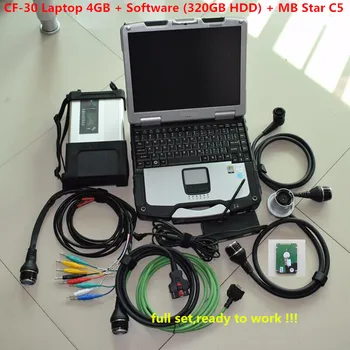 MB Star C5 SD Connect диагностичен инструмент със софтуер V2023.12 xntry/DSA/DTS + 90% Нов лаптоп CF19 CF52 CF30 X200T X201T X201 D630