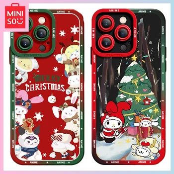 Miniso Sanrio Kuromi Моята мелодия карикатура Коледа Iphone15Promax ол инклузив 14Pro капка доказателство 13/12/11 мек телефон случай подарък