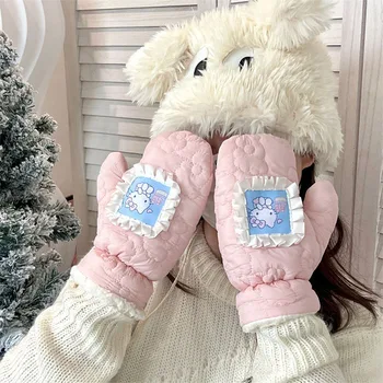 Miniso Sanrio Ръкавици Hello Kitty Kawaii Топли ръкавици за колоездене Студентски студено устойчиви ръчни ръкавици Момиче термичен аксесоар подарък
