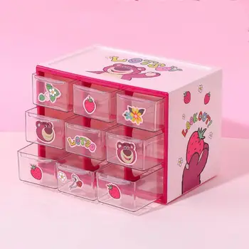 MINISO Играта на играчките Сладък Lotso Desktop чекмедже Multi Grid кутия за съхранение Козметика за детски празнични подаръци или изненади за рожден ден