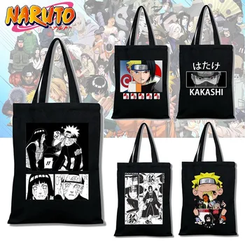 Naruto Manga Shopping Tote Bag Comic Prints Чанта за рамо за мъже и жени Учиха Саске Итачи Какаши Студентски платно чанта подаръци