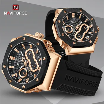 NAVIFORCE двойка ръчен часовник мода случайни водоустойчив него и нейните кварцови часовници луксозни силиконови каишка светещи ръка любовник часовник