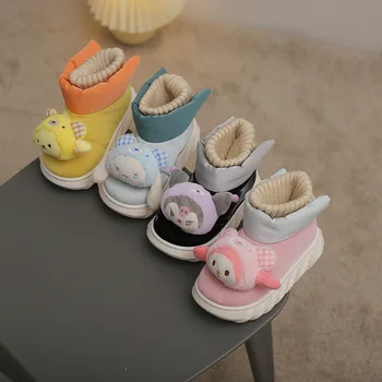 New Kawaii Sanrio Детски ботуши за сняг Hello Kitty My Melody Kuromi Cinnamoroll аниме къси ботуши есен зима памучни обувки без хлъзгане