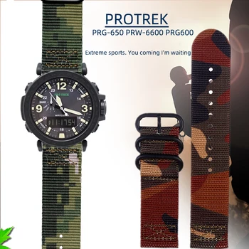 Nylon Watch Band Strap For Casio PROTREK Series Watchband PRG-600 PRG-650 PRW-6600 PRG600 Катерене Спортна гривна на открито 24mm
