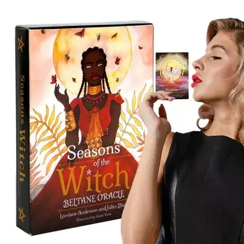 Oracle Cards Seasons of the Witch Beltane Fortune Telling Game Cards Standard Tarot Decks for Party Playing Witch Gift
