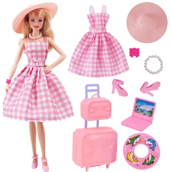 Pink Series Барби кукла дрехи обувки аксесоари пътуване куфар играчки годни 11.8Inch кукла Барби, 1/6 BJD &Blythe играчки за момичета