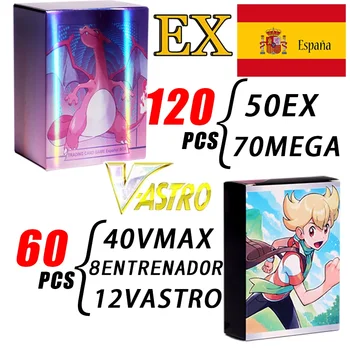 Pokemon карти на испански 2024 Ново пристигане Vstar EX Tag Team VMAX холографска игра на карти Детска играчка Castellano Español