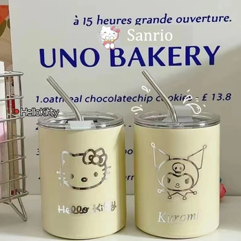 Sanrio Hello Kitty Pochacco Малка и сладка изолационна чаша 2023 Нов прост дизайн чаша за кафе Открит преносим чаша Коледен подарък