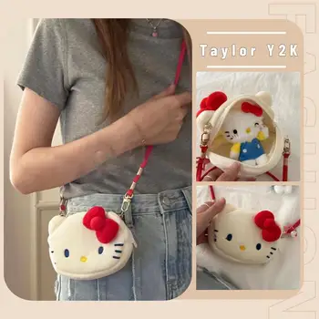 Sanrio Hello Kitty раница карикатура аниме Y2K сладко момиче Crossbody чанта мода мини Kawaii преносим плюшен портфейл приятел подарък