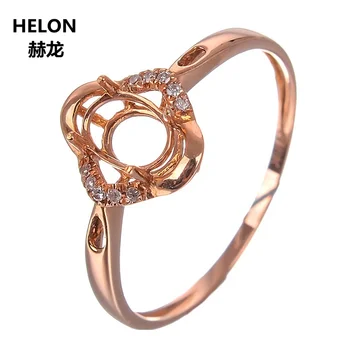 Solid 14k розово злато естествени диаманти пръстен 4x6mm овална нарязани полу монтиране годежен пръстен за жени жълто бяло злато Приемам преоразмеряване