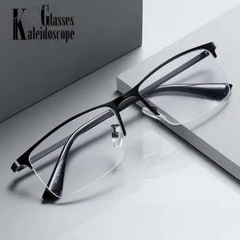 Анти-синя светлина очила за четене завършени бизнес мъже жени метални квадратни рецепта очила рамка диоптър 1.5 2.0 2.5 3.0