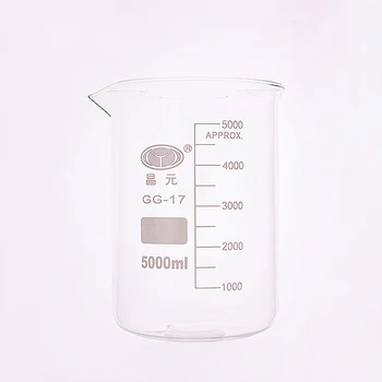  Бехерова чаша в ниска форма, Капацитет 5000ml, Външен диаметър = 170mm, Височина = 270mm, Лабораторна чаша