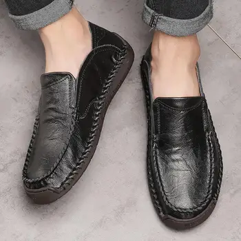 Британски стил Tods Мъжки обувки от естествена кожа Корейски All-Matching Бизнес обувки Мъжки един педал Лято Модерен Casual Leat