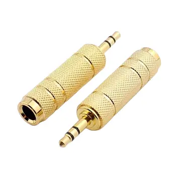  Висококачествено златно покритие стерео 3.5mm до 6.5mm гнездо конектор женски адаптер конектор за микрофон