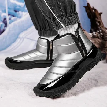 Др.  Мъжки зимни високи мъжки обувки корейски стил мъжки сняг ботуши сгъстени кадифе топли памучни обувки