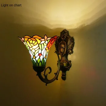 Европейски стил ретро стена лампа двойна глава огледало осветление папагал кристал нощно легло пътека балкон стена лампа