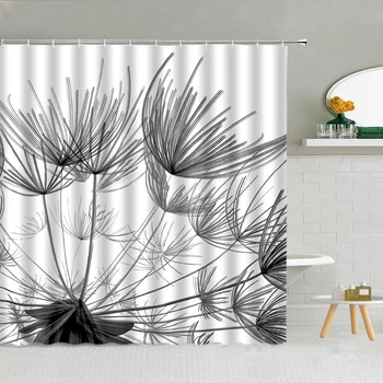 Завеса модерен минималистичен домашен декор аксесоари за баня глухарче цвете душ водоустойчива завеса с куки Ридо душ