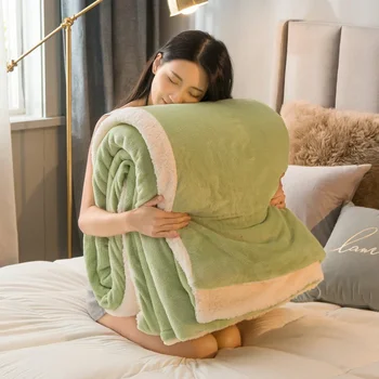 Зимни одеяла за легло Плътен цвят руно одеяла хвърля възрастни дебел топъл диван зимно одеяло супер мека топла завивка покритие лукс