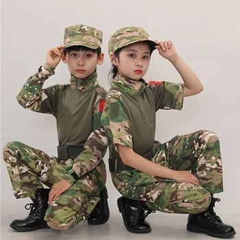 Камуфлажно облекло Деца Kid Boy Момиче Анцуг Военни униформи Открит къмпинг камуфлажен костюм Лов Фитнес обучение
