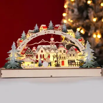 Коледна украса за маса LED осветени Коледно селище търговски център прозорец декорации enterpieces маса LED орнамент