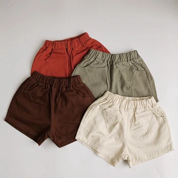 корейски японски стил детски ежедневни шорти 1-6 години бебе момчета момичета шорти памук плътен цвят бебе момчета момичета панталони за лятото