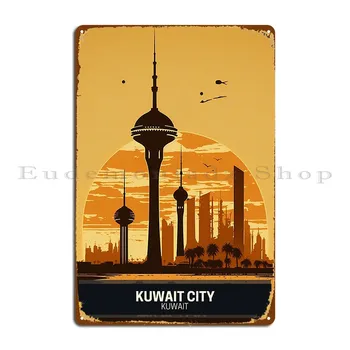 Кувейт Сити Изгледи Обиколка на хоризонта и отвъд металните знаци печат по поръчка кино стена декор гараж калай знак плакат