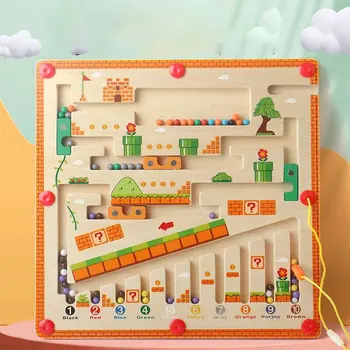 Магнитен цифров лабиринт от мъниста играчка номер цветова класификация броене признаване ранно детство писалка операция пъзел игри