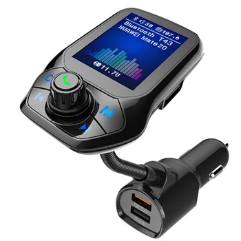 Многофункционално зарядно за кола Запалка за кола Bluetooth MP3 плейър QC3.0 FM трансмитер Цветен музикален плейър с голям екран