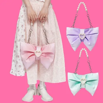 Мода Интернет знаменитост Барби розова чанта за рамо сладко горещо момиче лък градиент нагънат парти crossbody чанта празник подарък лилаво