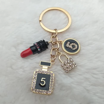 Мода творчески емайл червило високи токчета кола ключодържател парфюм ключодържател женски училище чанта висулка метал ключодържател пръстен подарък