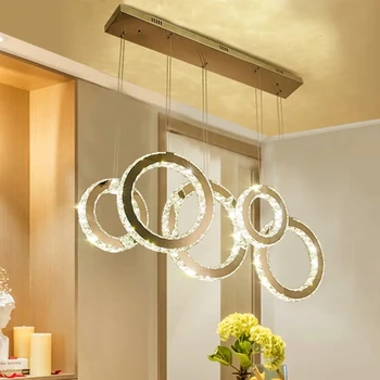Модерен луксозен кристален пръстен полилей декорация на дома LED светлина хол полилей трапезария полилей вътрешно осветление