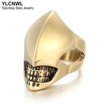 Неръждаема стомана златен цвят пръстени за мъже Alien Gothic Punk Male Biker Хелоуин бижута 2023 Търговия на едро 8 9 10 11 12