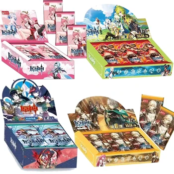 Нови карти за въздействие на Genshin Аниме игра TCG Collection Pack Бустер кутия Редки SSR околните за семейни играчки за маса Детски подарък