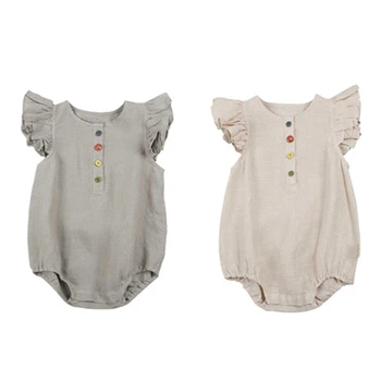 Новородено бебе момиче разрошени гащеризон памук боди гащеризон като цяло летни дрехи