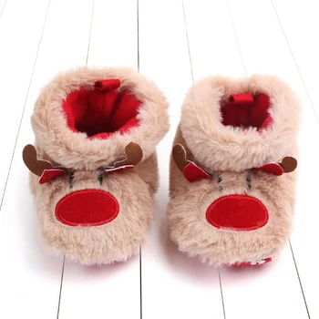 Новородено бебе момичета момчета сняг ботуши мека подметка против хлъзгане глезена ботуши яслите обувки зимата топло уютен Коледа лосове декор ботуши