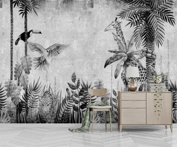 Персонализиране Ръчно рисувани тропически дъждовни гори растения тапет за спалня тапети хол телевизор фон стена хартия домашен декор