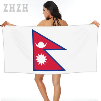 Повече Дизайн Емблема на знамето на Непал Кърпа за баня Бързо сух микрофибър Абсорбиращ мека вода Дишаща плажна баня