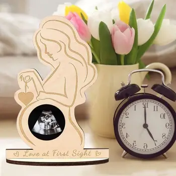 Подарък за бременност Бебешки ултразвук Рамка за снимки Съобщение за бебе Декорация на дома Сувенир за бременни майки Дървен