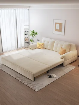 Разтегателен диван, малка единица хол, многофункционален, с двойно предназначение, сгъваема технологична кърпа, 2023 ново легло за надраскване на котки