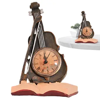 Реколта цигулка часовник украшение часовник фигурки почива на лист музика книга таблица часовник орнамент за десктоп дома декорация бюро