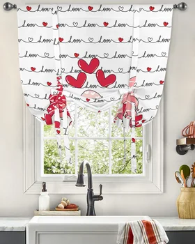 Свети Валентин джудже любов велосипед балон цвете папийонка завеси за хол вратовръзка прозорец завеса кухня къси завеси