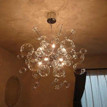 Светъл луксозен хол полилей Nordic стъкло глухарче спалня модерен минималистичен трапезария майстор спалня лампи